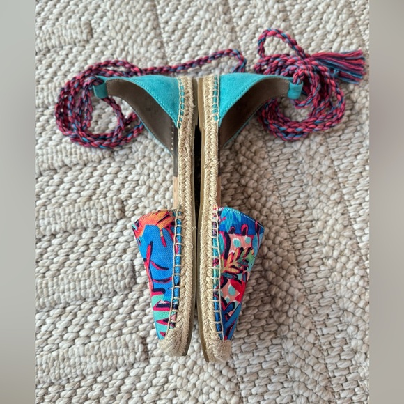 Sam Edelman Circus Lace up Lenora Espadrille Flats turquoise base color size 8 - Picture 3 of 8